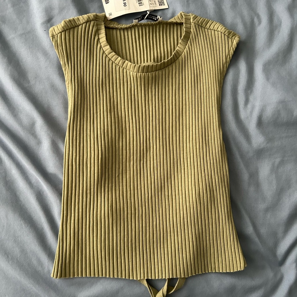 Zara Olive Ribbed Top